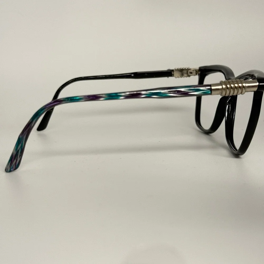 Versace Vintage Cat‎ Eye Eyeglasses Black Teal Purple Patterned H5594